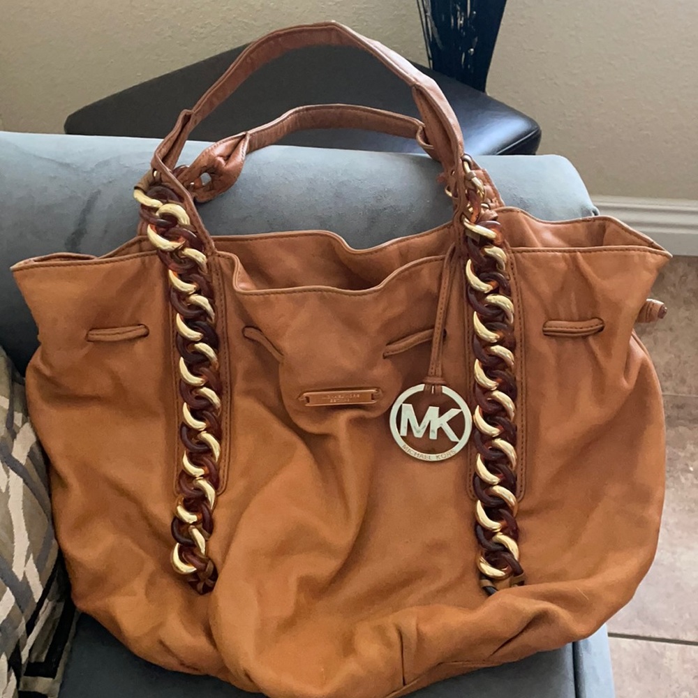 Beige leather Michael Kors shoulder bag